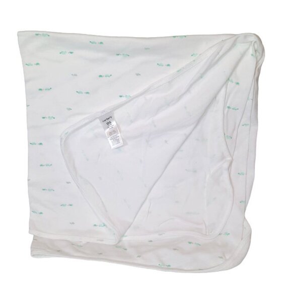 Carters Teal Green Turtles Swaddle Receiving Lovey White Blanket 33" X 30" - Picture 2 of 6